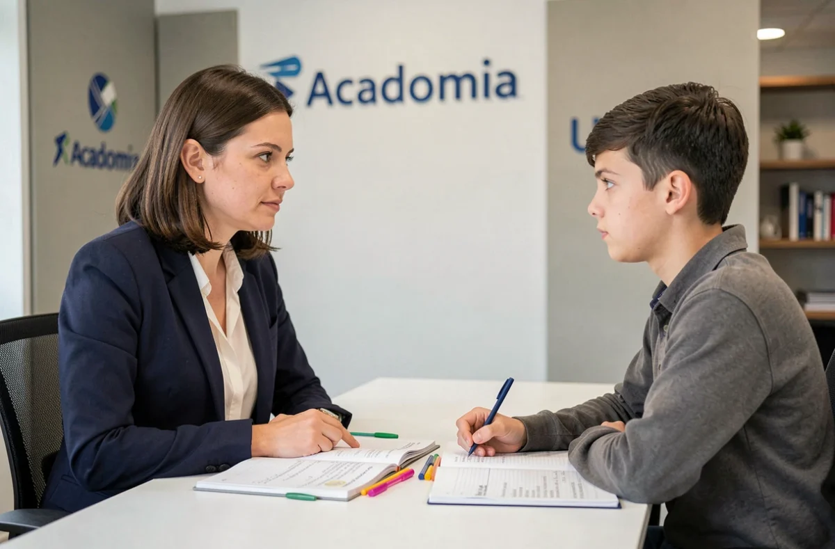 Tutrice Acadomia accompagnant un élève dans une session de soutien scolaire personnalisée