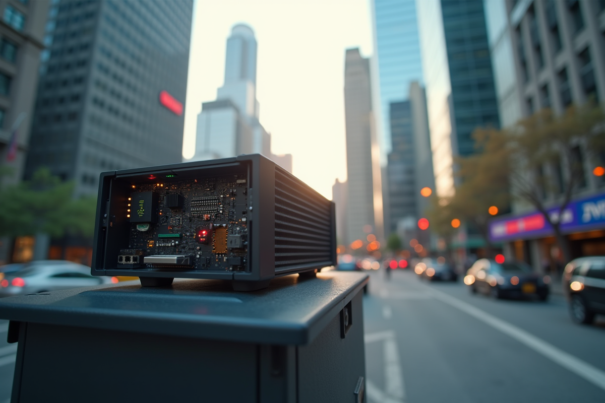 Dispositif edge computing sur boîte urbaine en ville