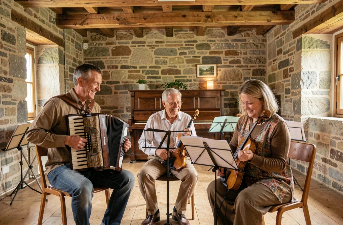Ensemble de musiciens amateurs en répétition à l'école de musique intercommunale de l'Ouest vosgien à Neufchâteau