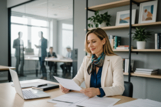 Femme d'affaires en réunion de recrutement dans un bureau moderne