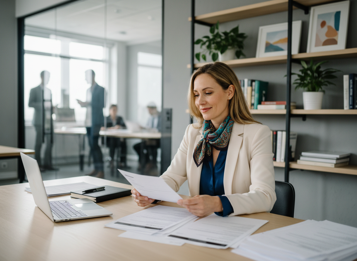 Femme d'affaires en réunion de recrutement dans un bureau moderne