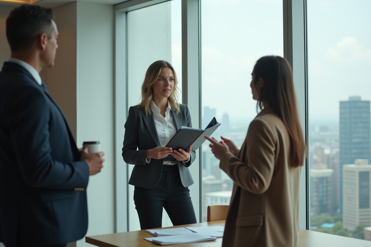 Femme professionnelle dans un bureau moderne et lumineux