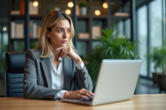 Femme professionnelle concentrée sur un organigramme