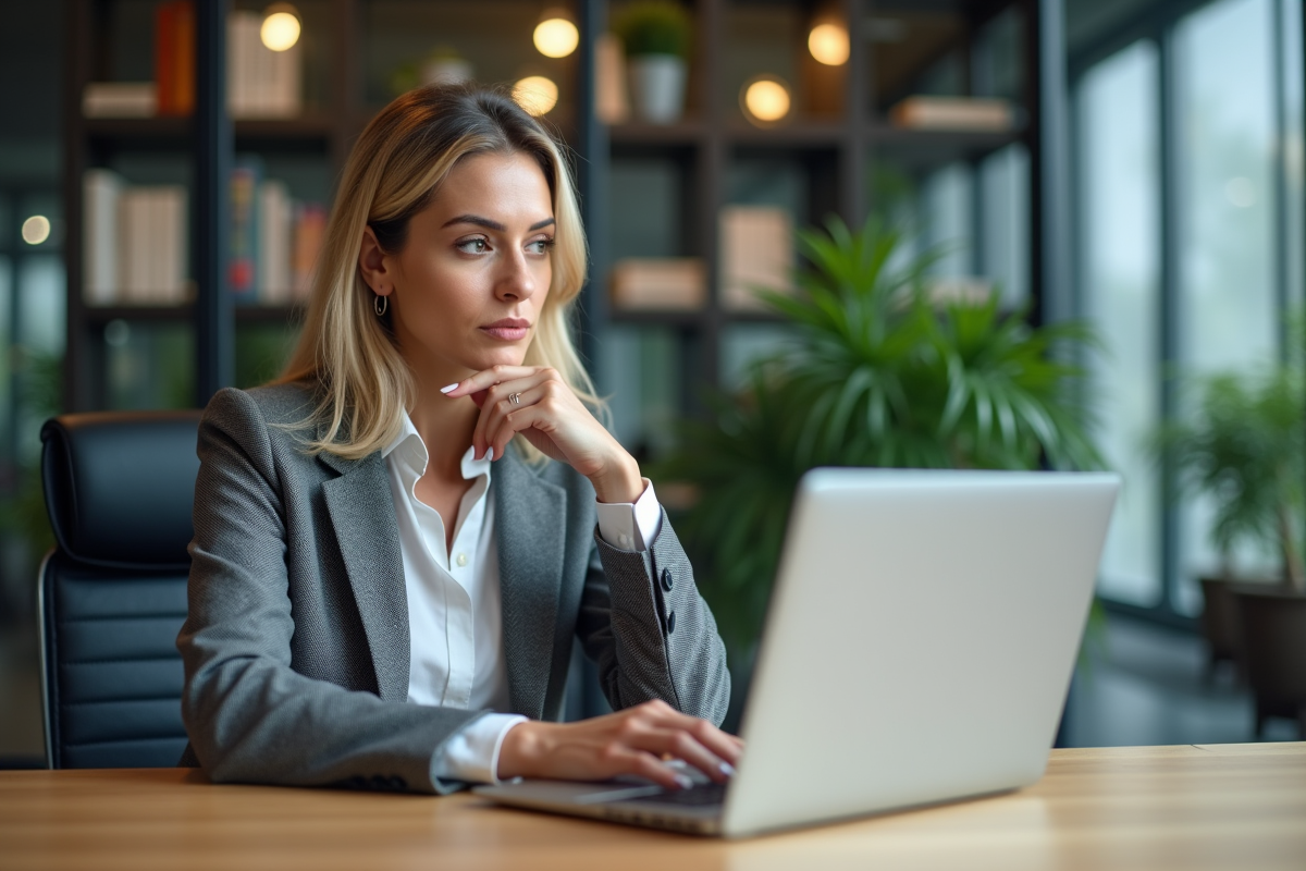Femme professionnelle concentrée sur un organigramme