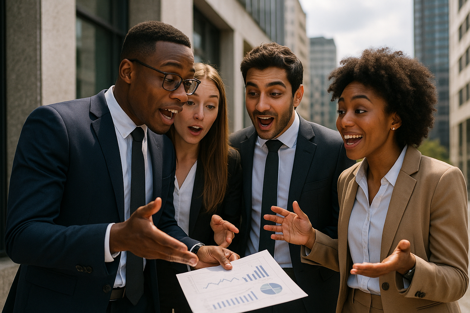 Groupe de jeunes adultes discutant d un document financier