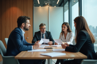 Groupe de professionnels en réunion d'affaires
