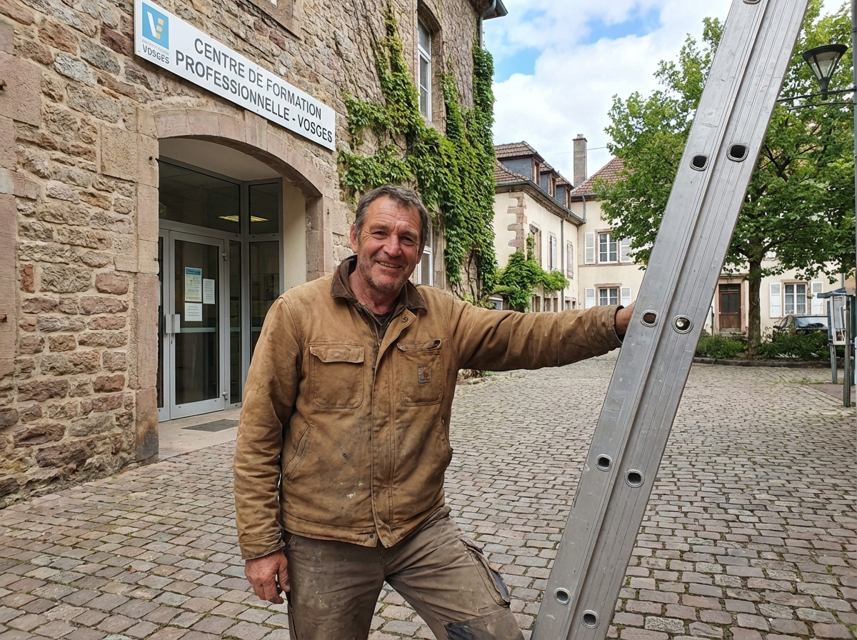 Homme souriant en extérieur devant un centre de formation à SaintDiédesVosges