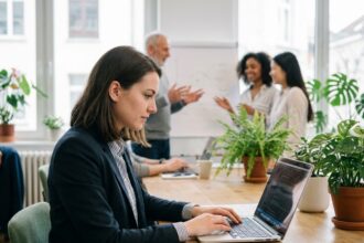 Jeune femme professionnelle en coding dans un espace coworking