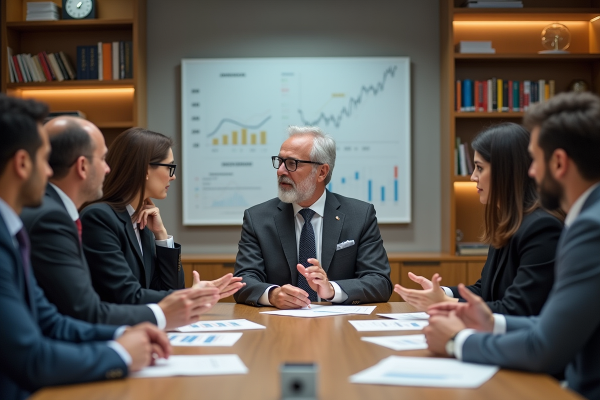 Groupe de professionnels financiers lors d